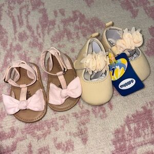 Old Navy Cream Floral Mary Janes and Light Pink Bow Sandals